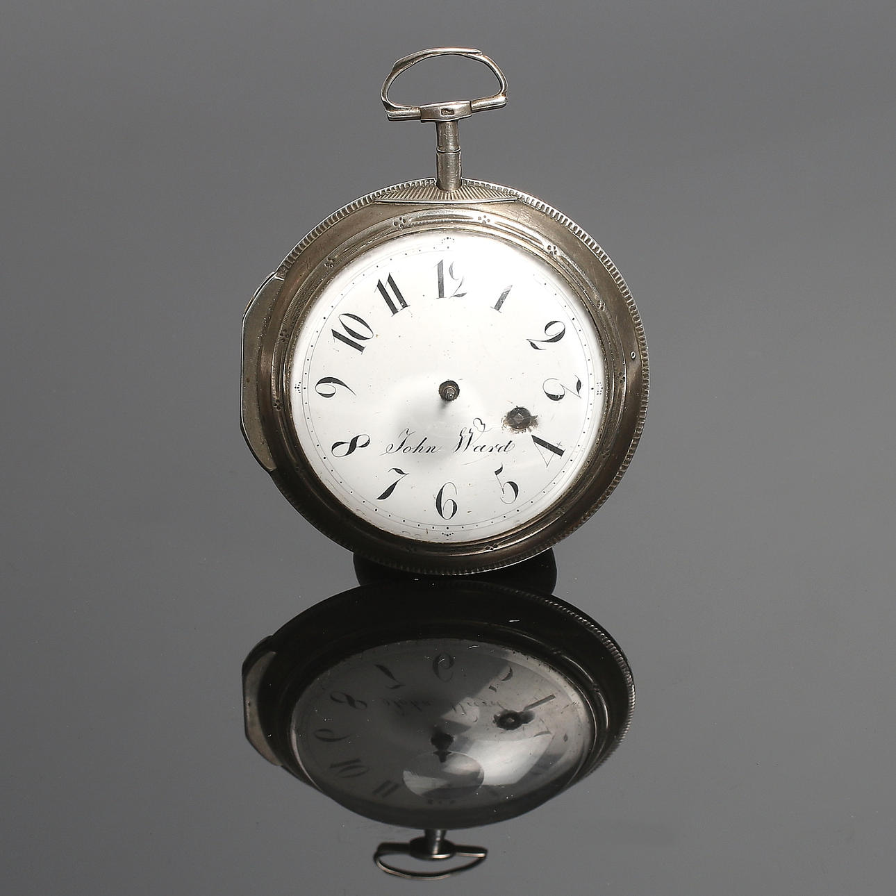 SPINDELUR, silver, JOHN WARD, Courtelary, England. Tidigt 1800-tal.