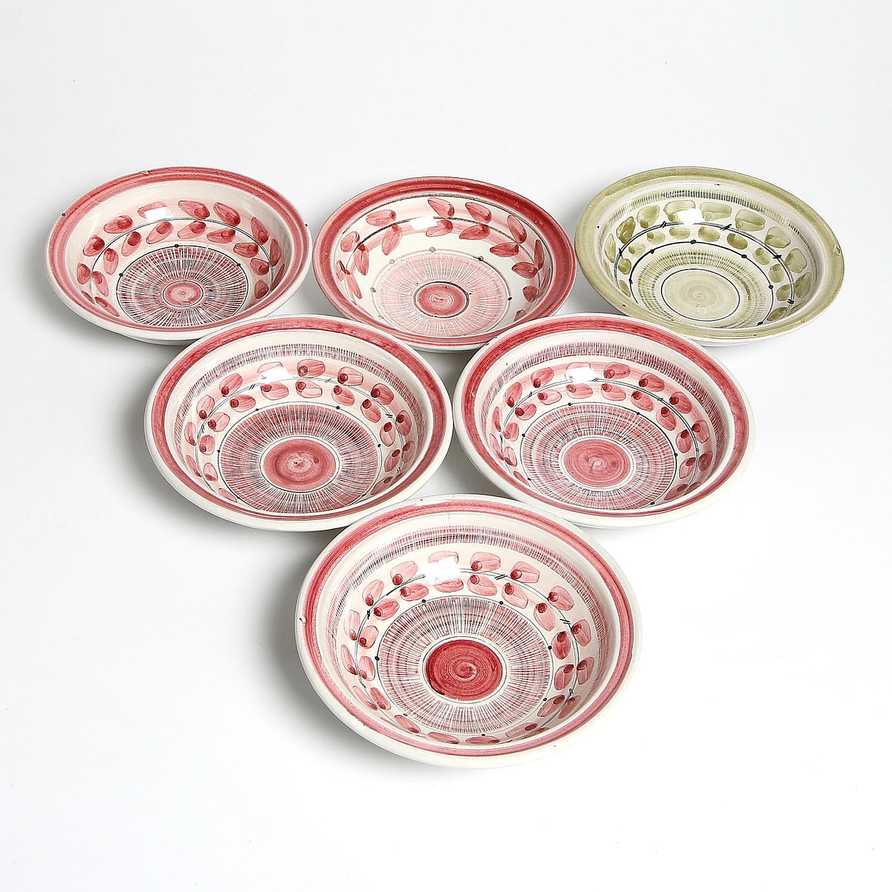 SKÅLAR, glaserat lergods, Jens von der Lippe, Norge, 1900-talets mitt.