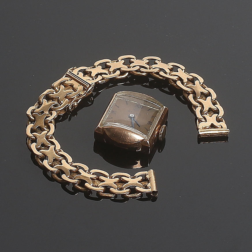 ARMBANDSUR, 14k guld, "Sigma", samt KLOCKARMBAND 18k guld. Totalvikt 11 resp. 19 gram.