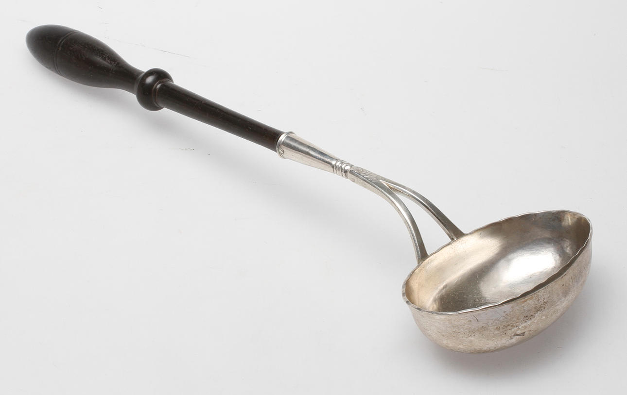 SOPPSLEV, silver med träskaft, Hans Ekeström d.y.(verksam 1769-1794), Hälsingborg 1791.