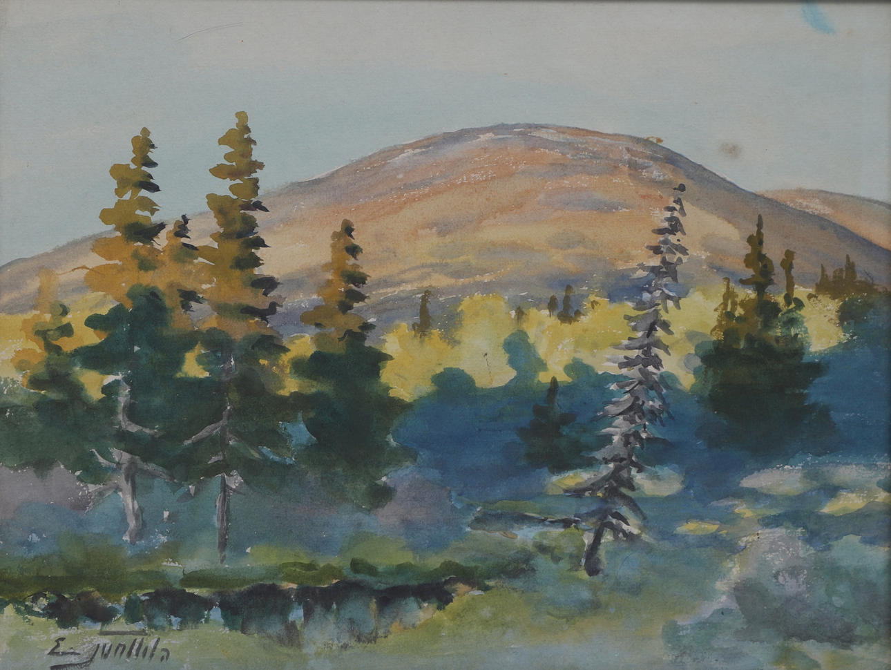 EINARI JUNTTILA. watercolour, Landscape motif, signed.