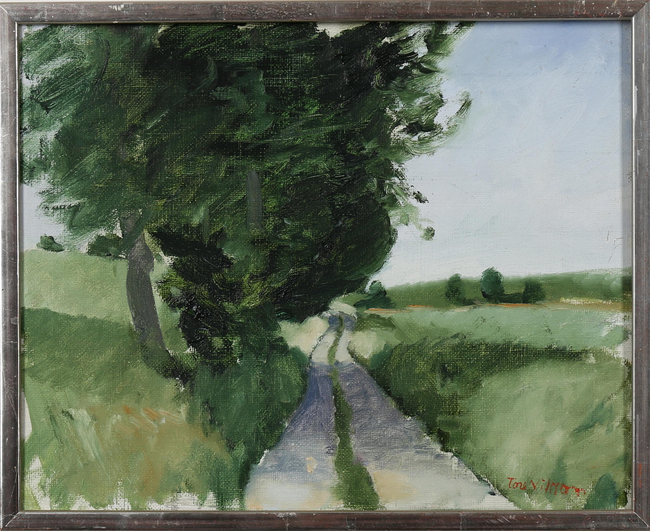 TORE NILSSON. Landsväg, Olja på duk, Signerad Tore Nilsson.