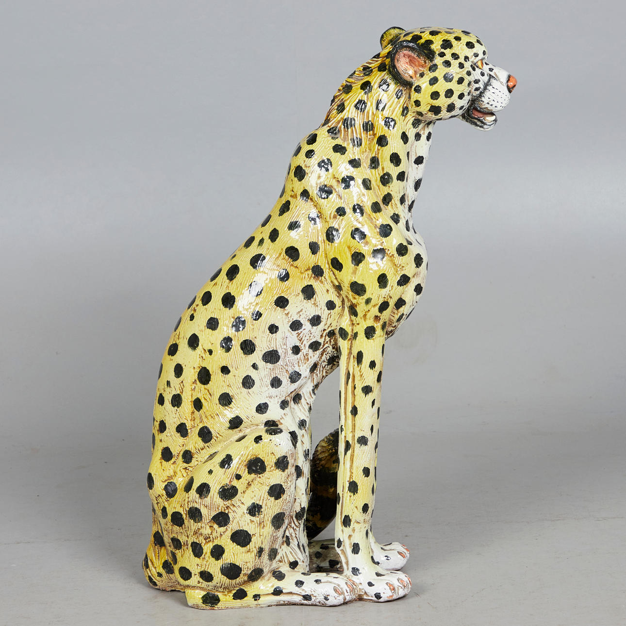 『 Yellow Leopard fam 』by Zuberi 60*60cm Figure / sculpture, leopard, ceramic. Ceramics & Porcelain