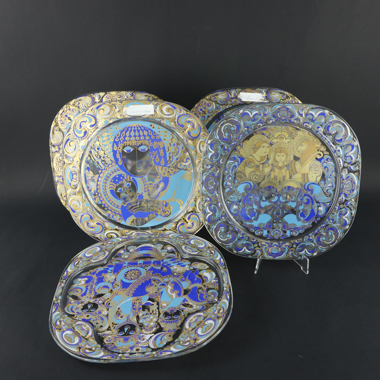 BJÖRN WINBLAD. Sammelteller, Glas, 5 Stück, Rosenthal.