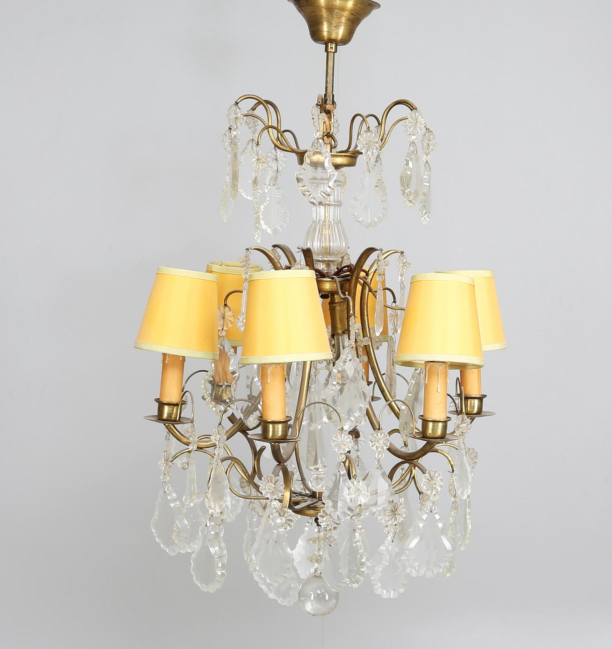 KRISTALLKRONA, barockstil, 6-armad, 1930/40-tal.