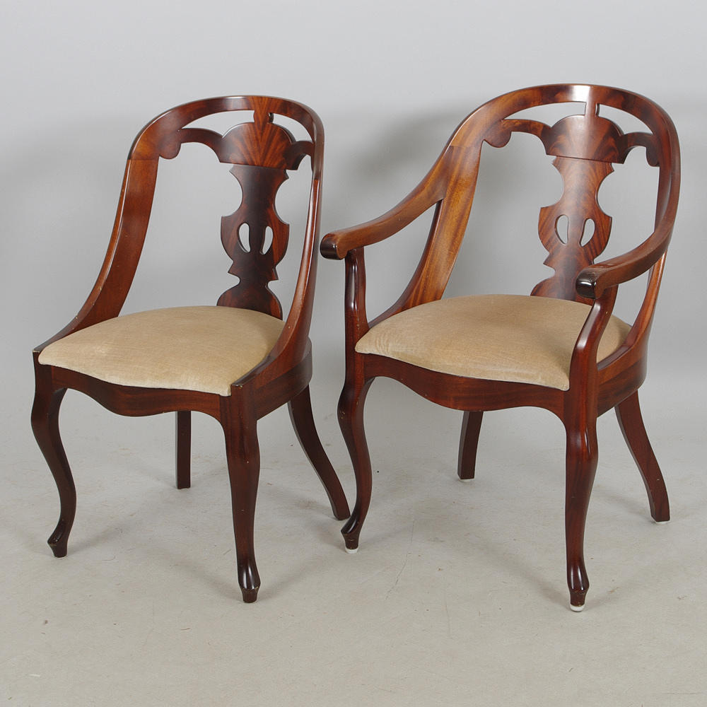 KARMSTOL SAMT STOL, mahogny, s.k. Göteborgsstolar.