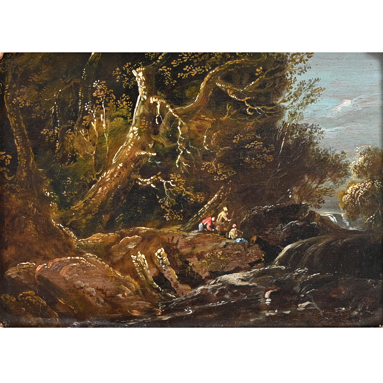 WILLIAM SADLER THE YOUNGER (C.1782-1839). FIGURE BY A WOODLAND CATARACT; FISHERMAN BY A ROCKY RIVER.