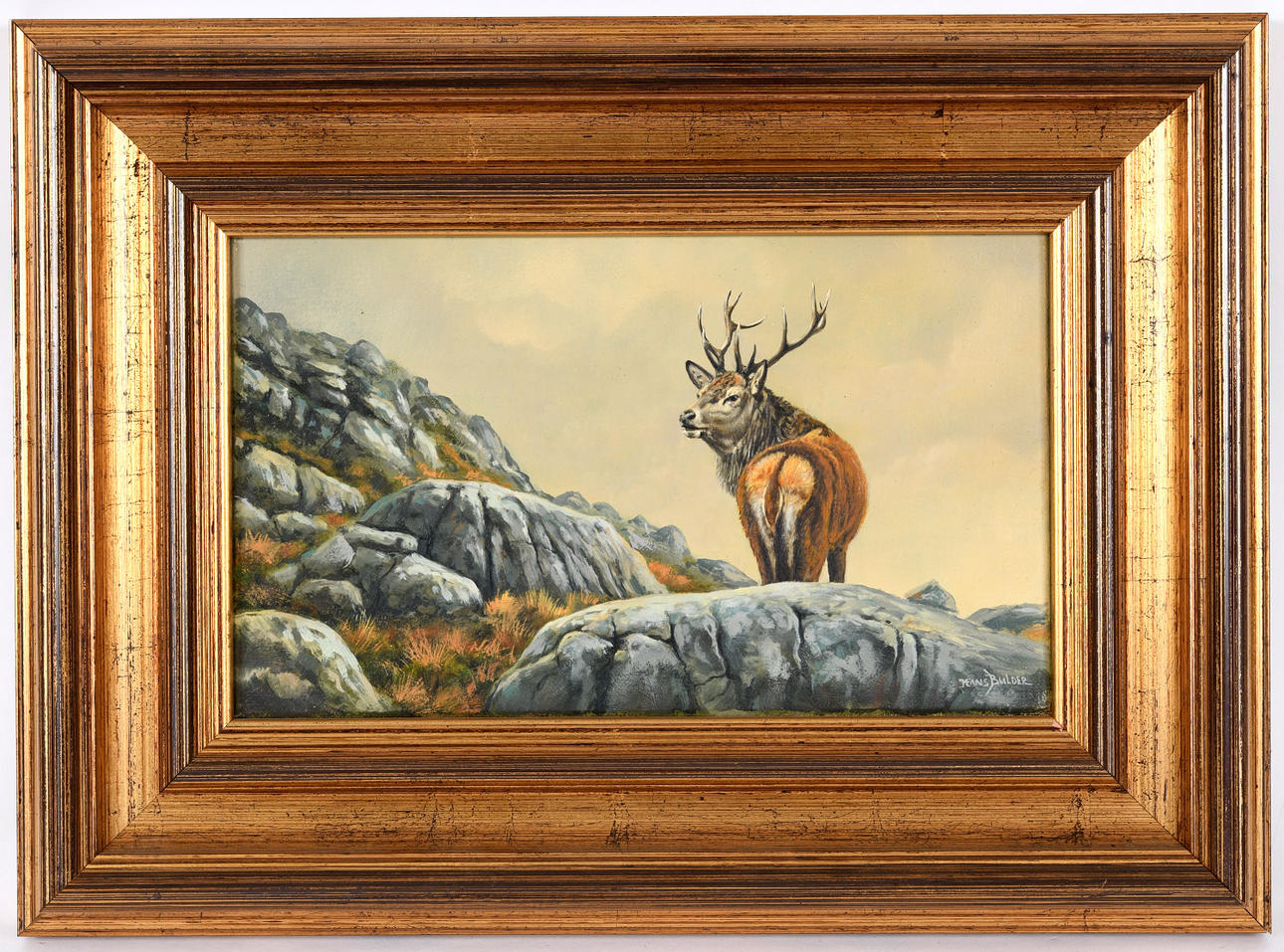 HANS BULDER (B.1953). STAG ON AN OUTCROP.