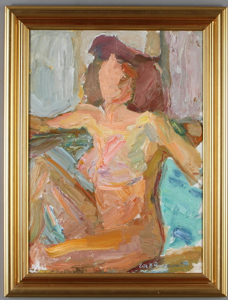 ERIK BIRGER GUSTAVSSON. Sittande modell, olja på duk, signerad samt daterad 97.