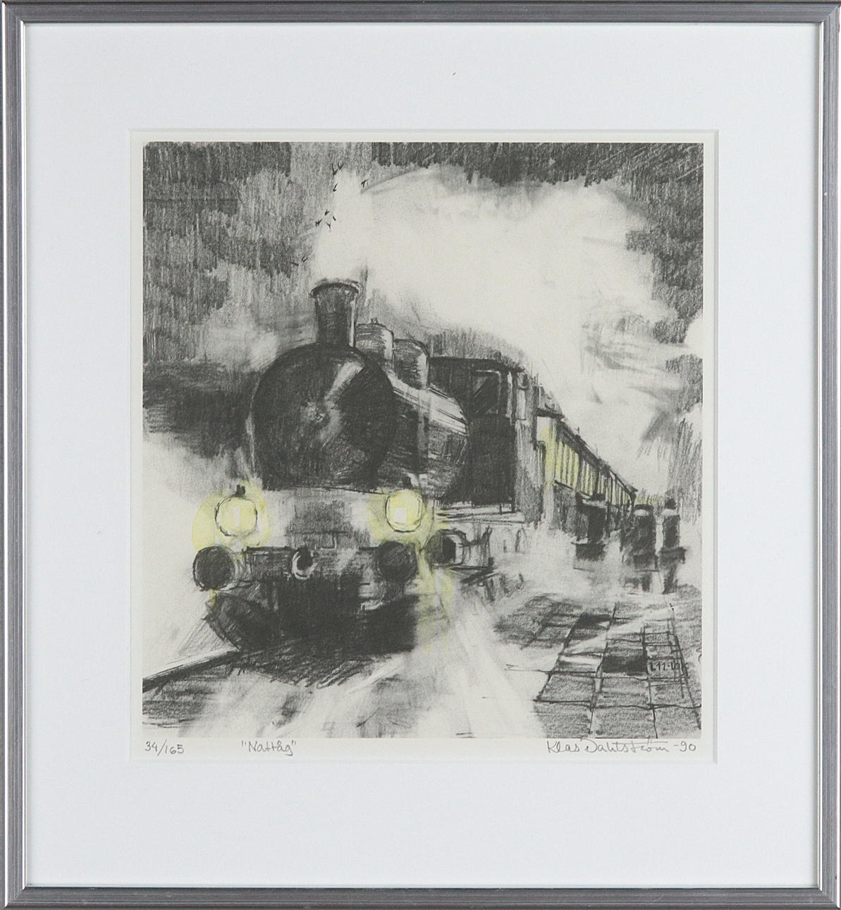 KLAS DAHLSTRÖM. Lithography, 34/165, "Night train", signed, -90.