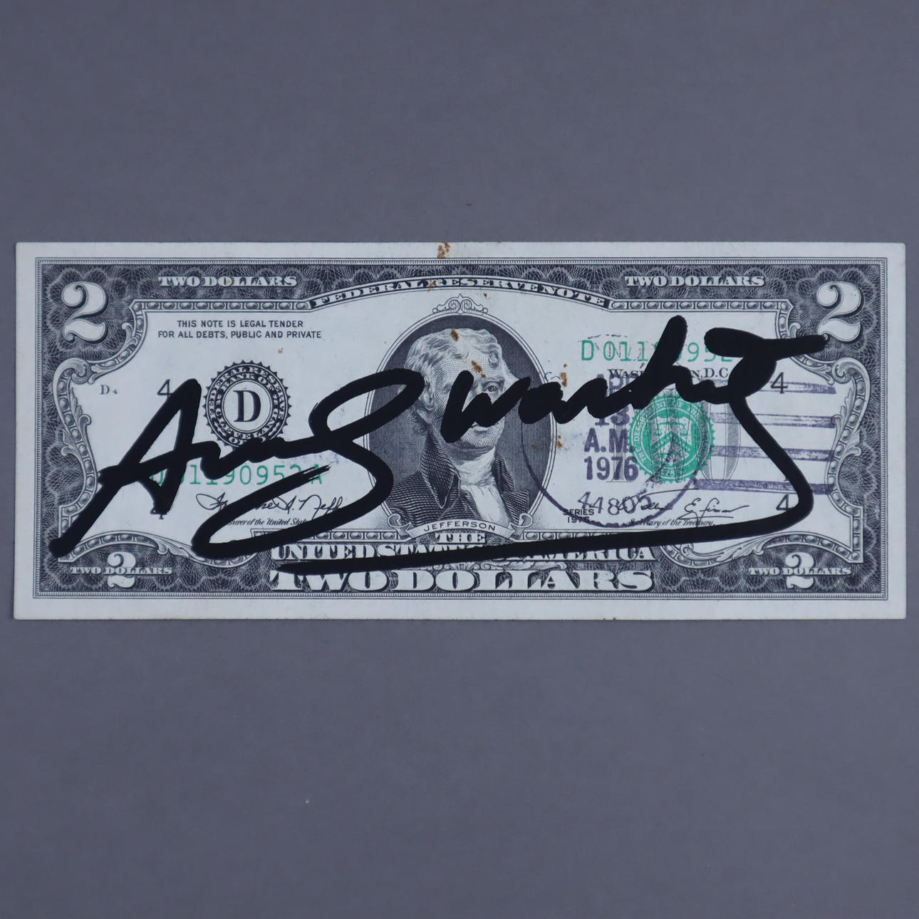 - WARHOL, ANDY. EFTER. - ”Två Dollar Bill”.
