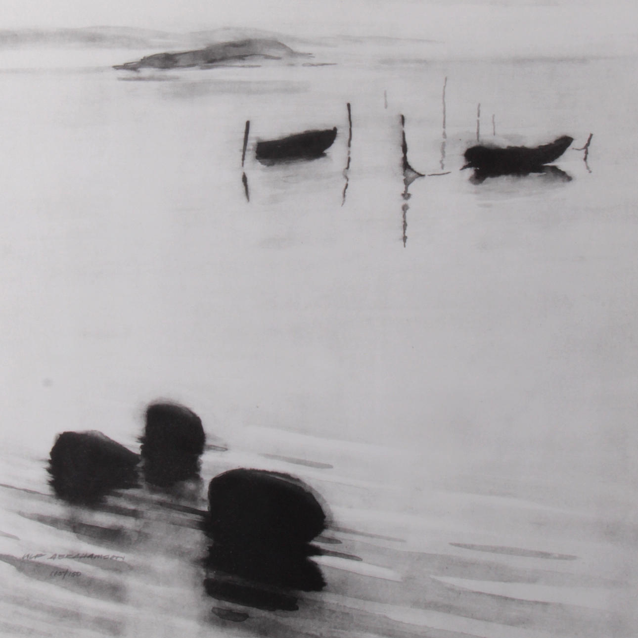 ULF ABRAHAMSON. Skärgårdsmotiv, kolorit, signerad Ulf Abrahamsson, numrerad 115/150.