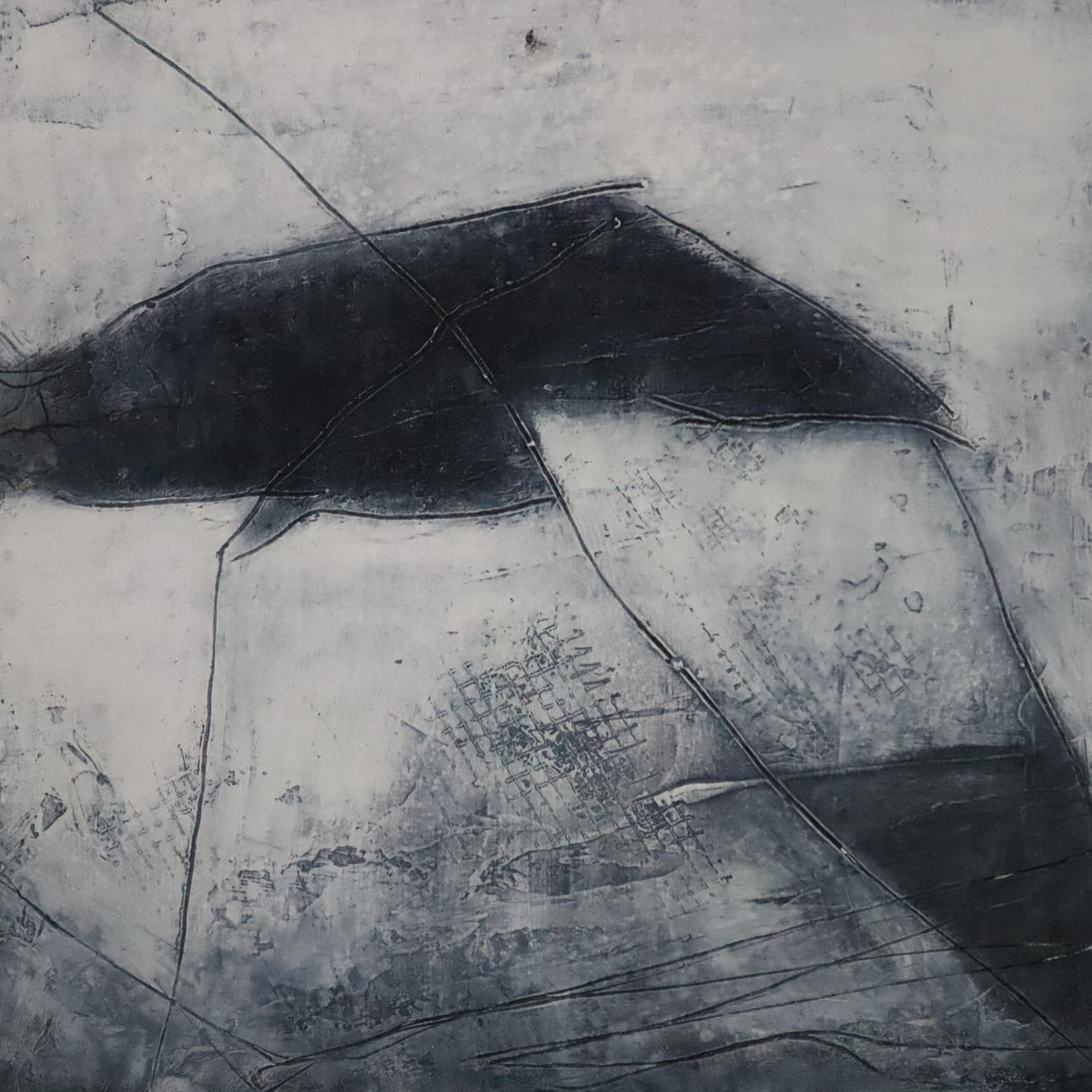 BUCK, ULRIKE. Non-objective composition, mixed media on cardboard.