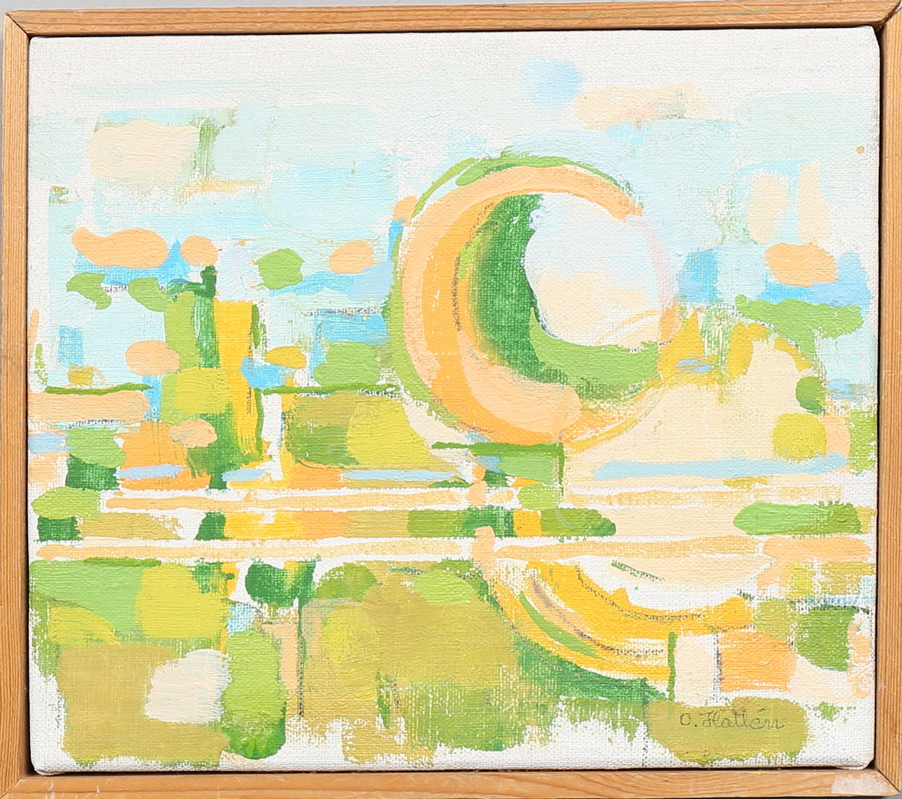 OLLE HALLÉN. "Sollandskap" Olja på duk, Signerad O. Hallén.