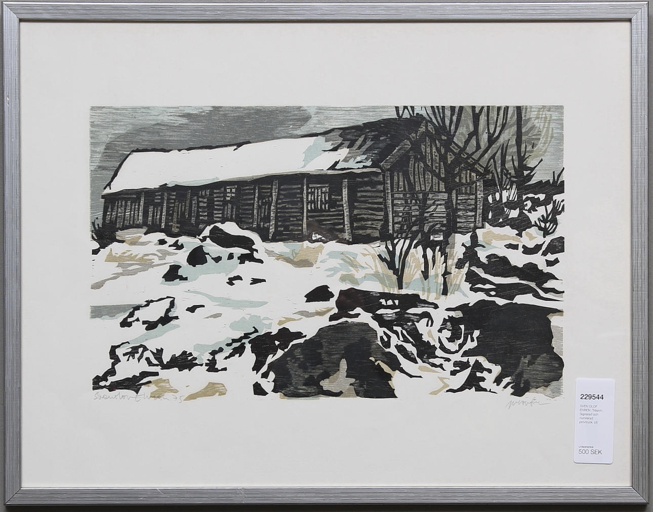 SVEN OLOF EHREN. Träsnitt. Signerad och numrerad provtryck.