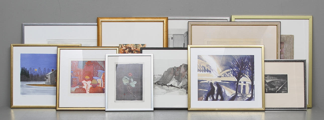 PARTI GRAFIK, 11 st, etsningar och litografier.