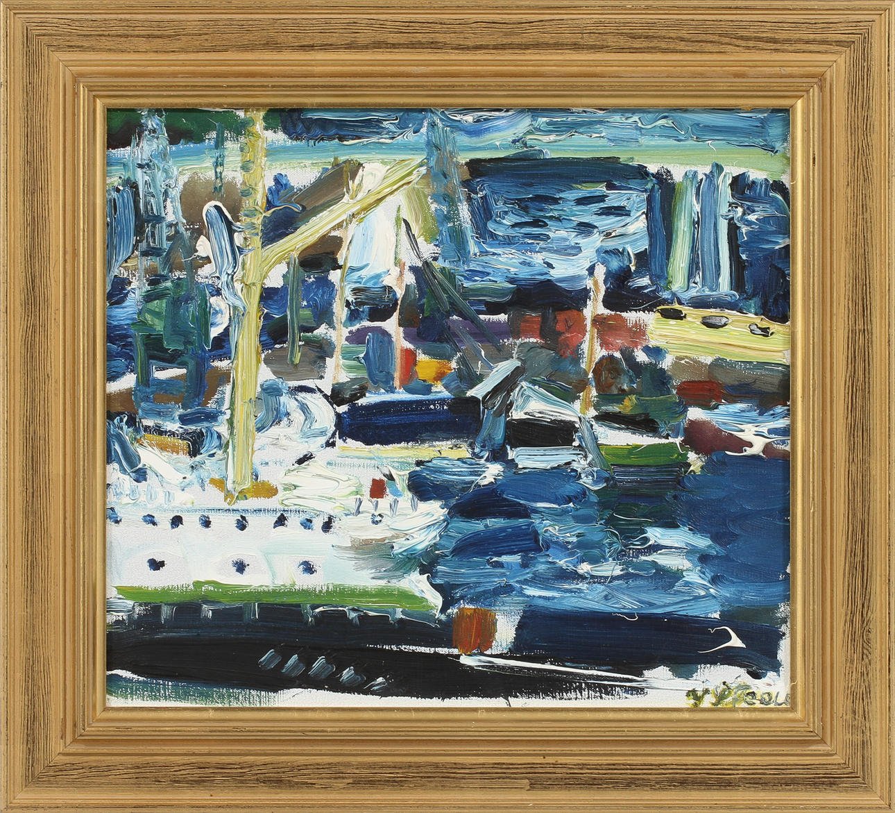 YNGVE STÉEN. Hamnmotiv, olja på duk, sign.