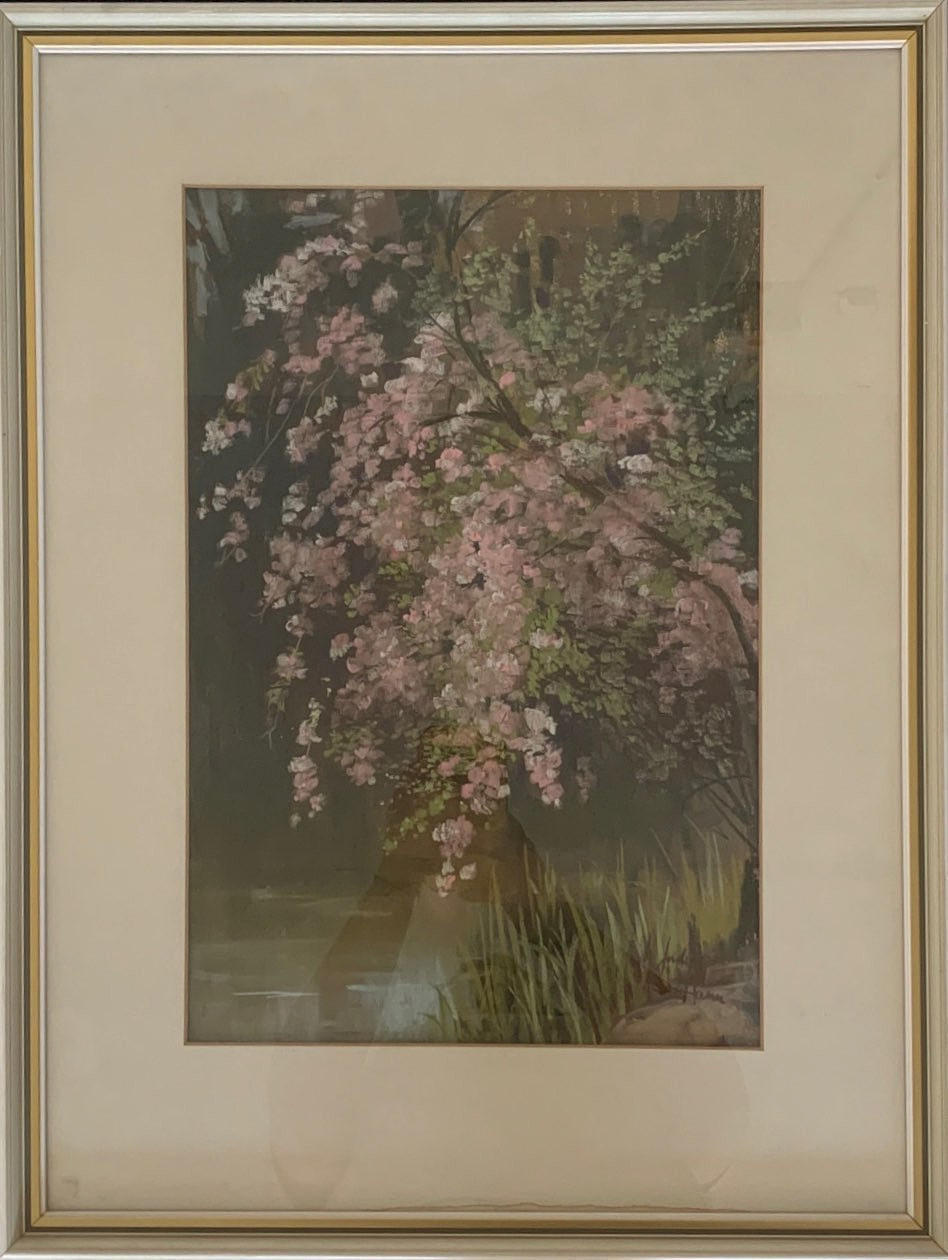 JUDY HANN. FRAMED WATER 'WEEPING CHERRY'.