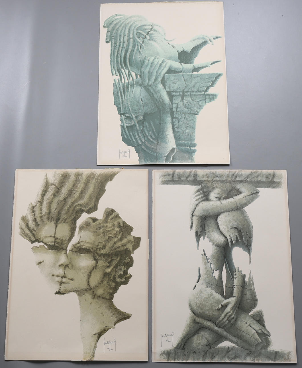 SAINT GENIET. Ansikten, färglitografi, signerade och numrerade 41/200, 41/200, 41/200.