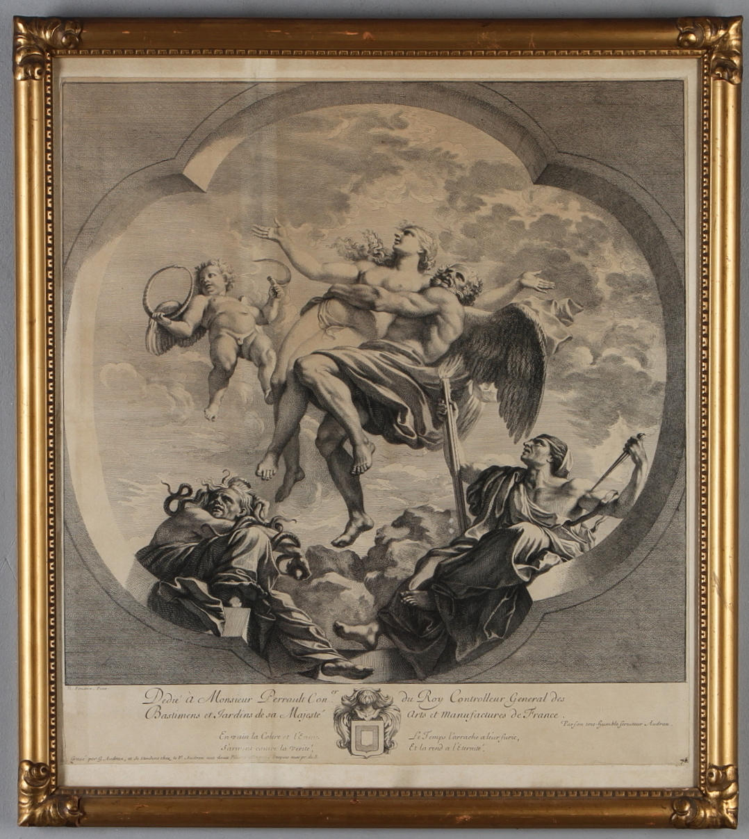 GRAVYR, "Dedie à Monsieur Perrault Con er du Roy Controlleur General....", 1700/1800-tal.
