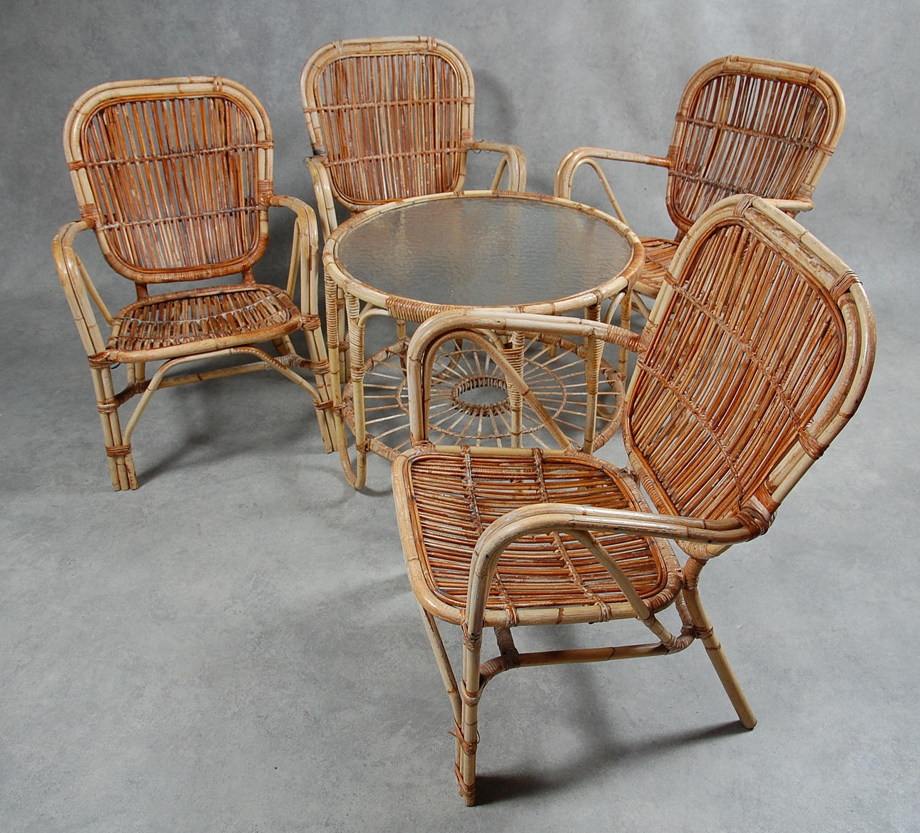 TRÄDGÅRDSMÖBLER, 5 delar, rotting, 1900-tal.