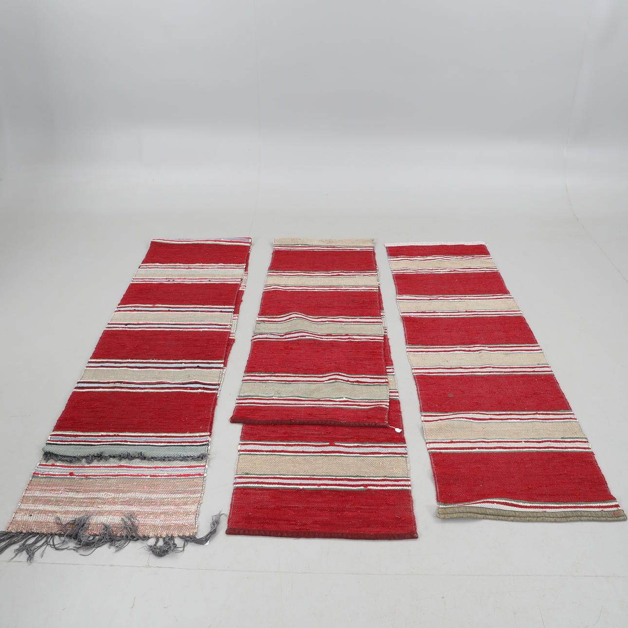 MATTOR, handvävda trasmattor, 3 st.