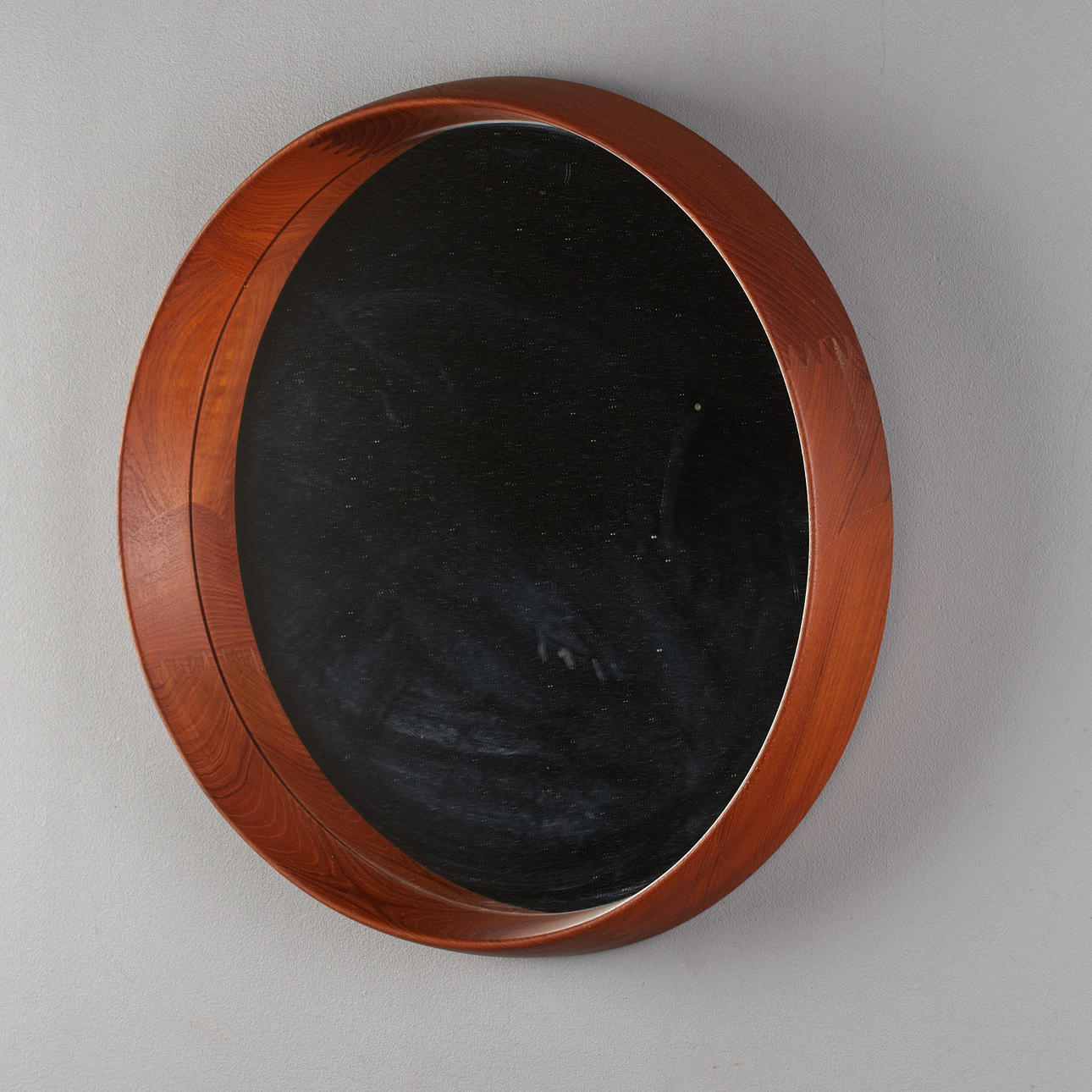 SPEGEL, rund, teak, 1960-tal.