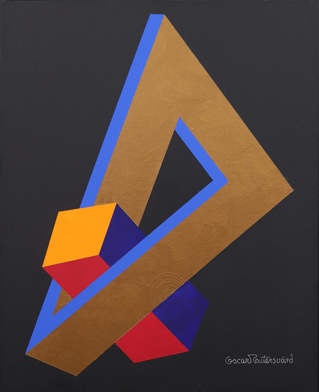 OSCAR REUTERSVÄRD. Impossible figure, oil on canvas, signed