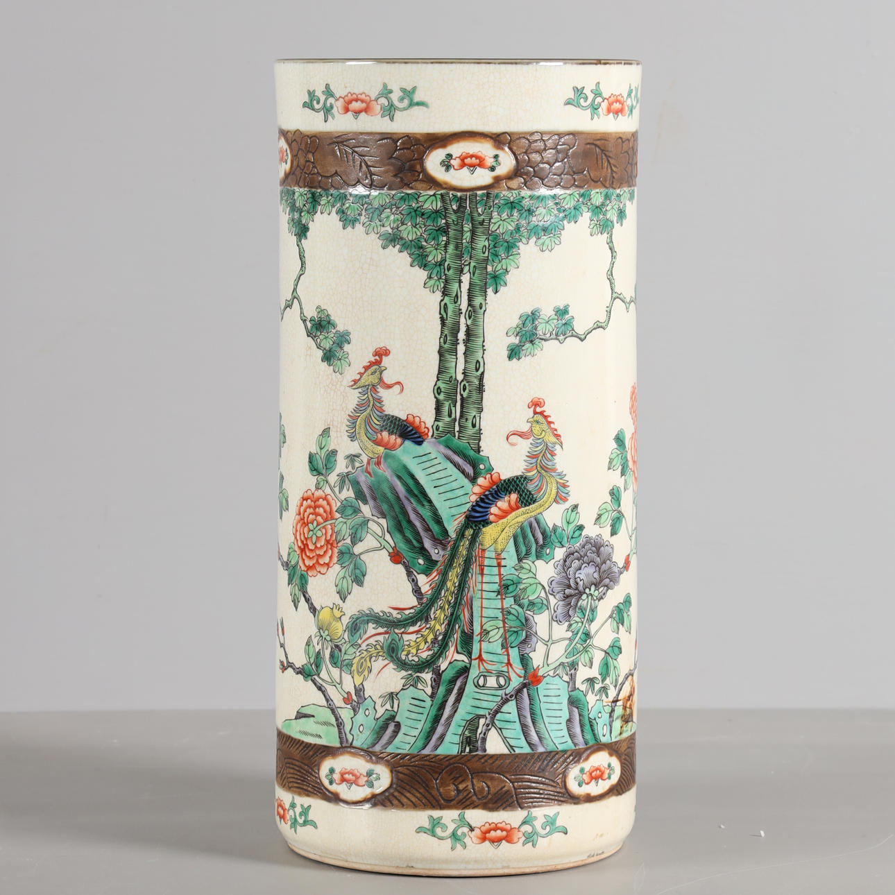 UMBRELLA STAND, China, 1900s, porcelain.
