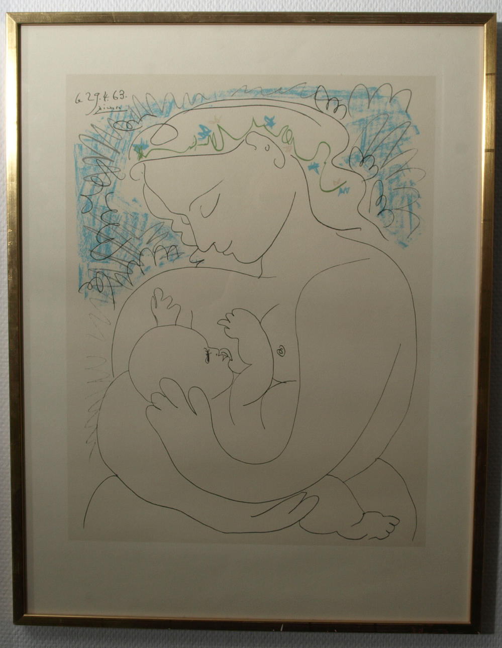 LITOGRAFISKT TRYCK, "Maternidad", Picasso, signerat i trycket.
