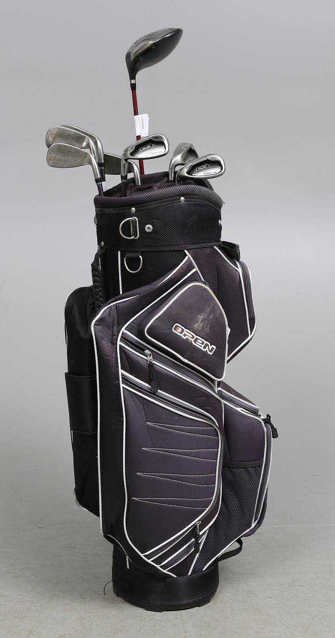 GOLFSET, vänsterklubbor, King Cobra Aldila DVS-Hl 70-R, 7 st, driver Ping K-15 samt putter Scorpion classic.