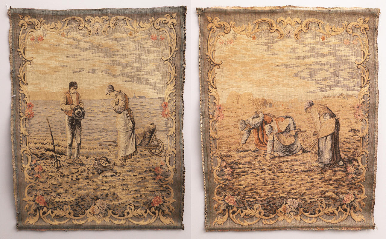 PAIR OF ANCIENT TAPESTRIES. FIELD SCENES.