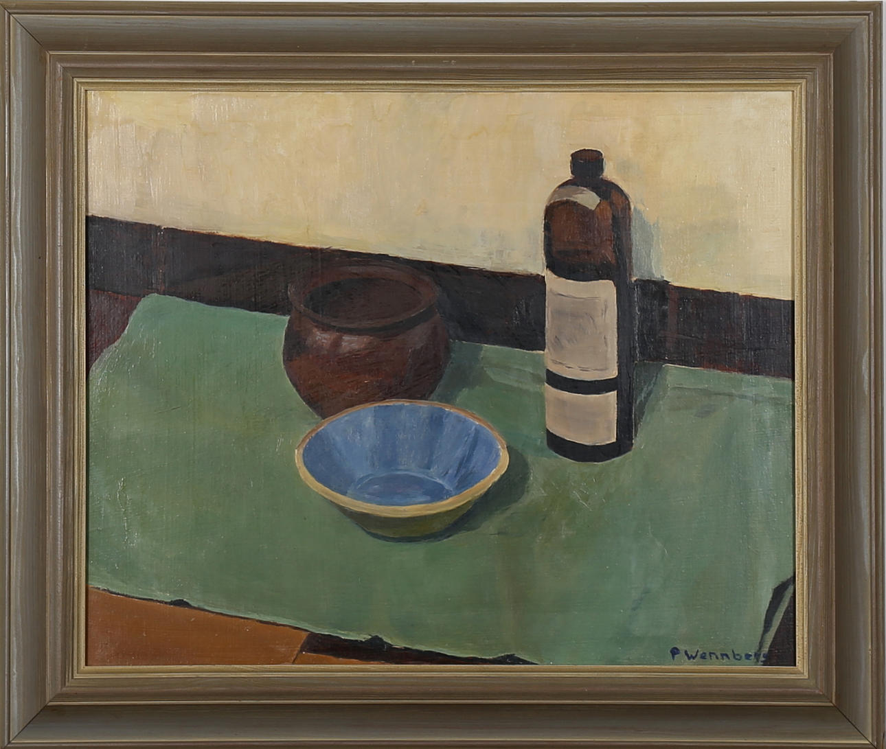 PAUL WENNBERG. Stilleben med skål, olja på pannå, signerad P Wennberg.
