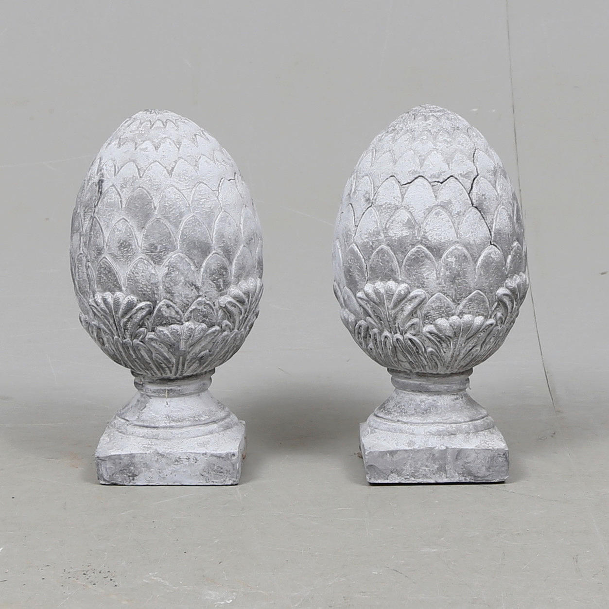 GARDEN SCULPTURES, Pine cones, a pair, plasticine, contemporary.