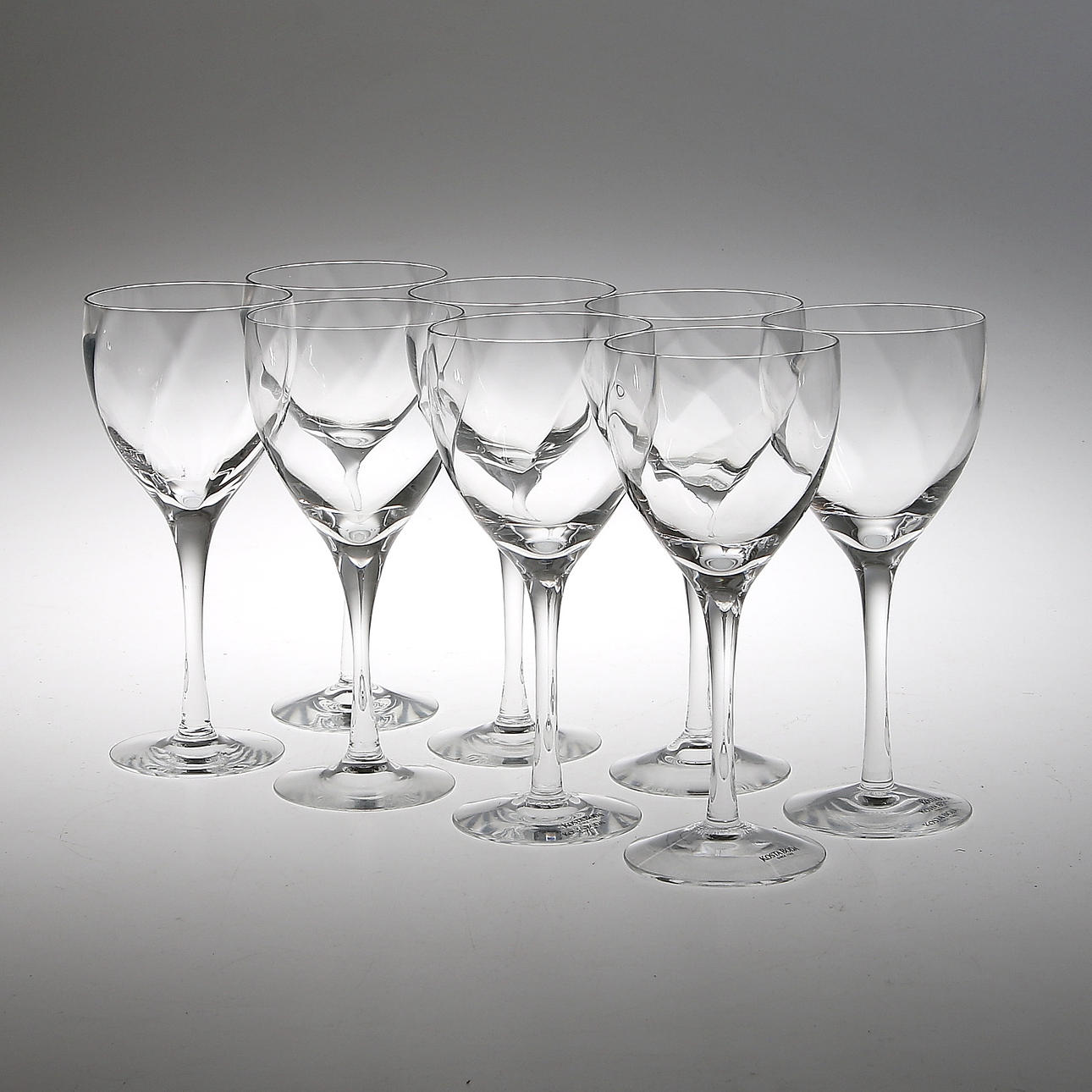 VINGLAS, 8 st, "Chateau", Bertil Vallien, Kosta Boda. 1900-talets andra hälft.