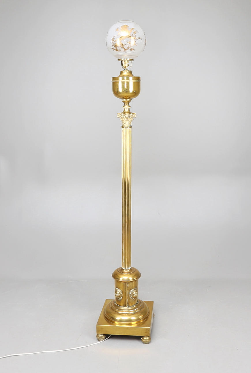 GOLVLAMPA, mässing, 1800/1900-tal.