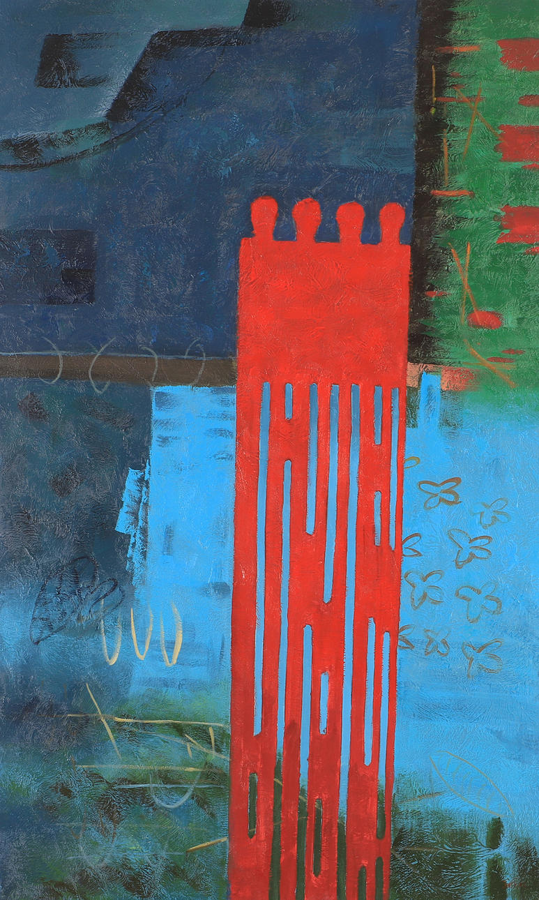 JENS KJAER. Composition, mixed media, signed.