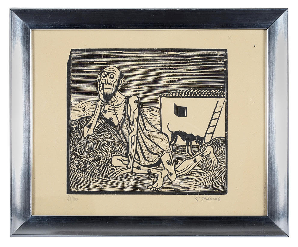 GERHARD MARCKS. "Job". træsnit. Dating 1963.