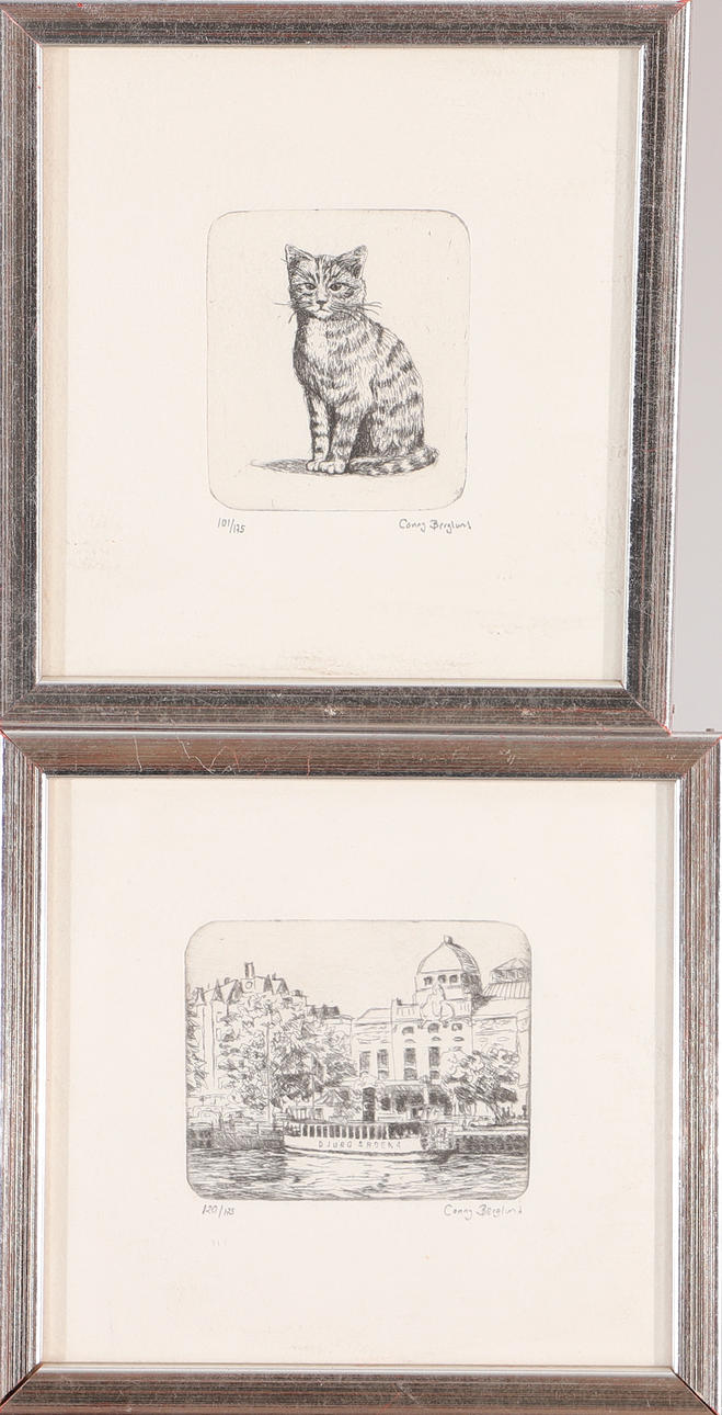 CONNY BERGLUND. 2 etsningar, signerade.