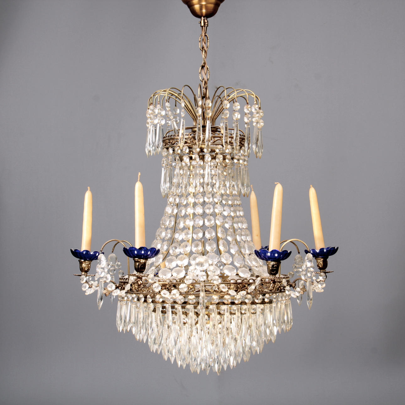 LJUSKRONA, 6 ljusarmar, Gustaviansk stil, 1900-tal.