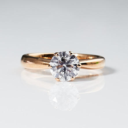 Ring, 18k guld, solitärring, Diamant ca 1.29 ct, E/SI2.