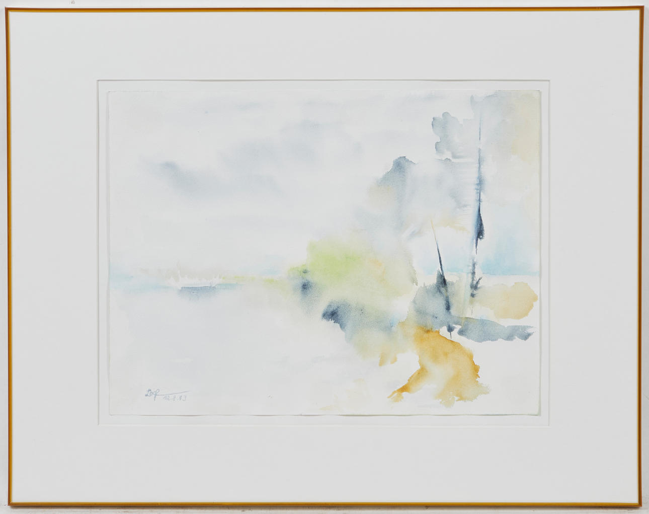 BRIGITTE VON FISCHER. Zeichnung, Ufer, 1983.