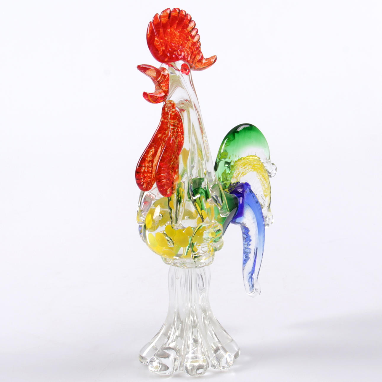 FIGURIN, glas, tupp, Murano, 1900-tal.