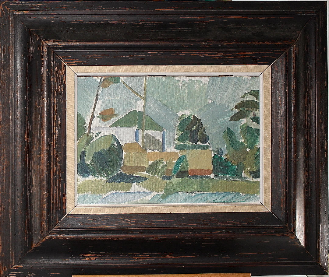 OIDENTIFIERAD KONSTNÄR. olja på pannå, signerad, daterad 57.