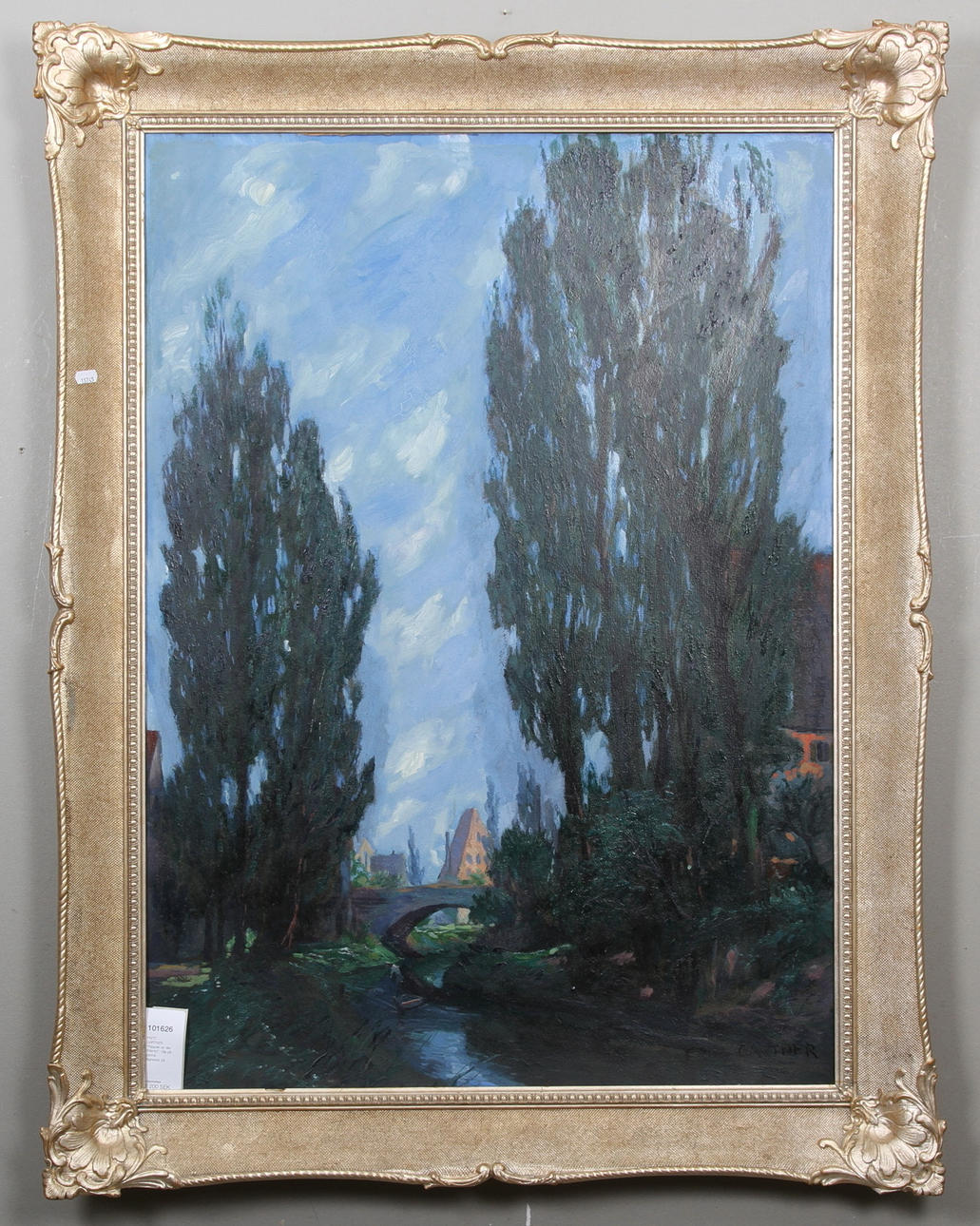 FRITZ GÄRTNER. "Pappeln an der Wörnitz". Olja på pannå. Signerad.