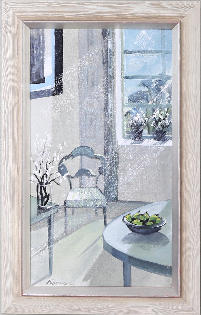 HANS BÖRJE FELLENIUS. Tavla, olja på duk, signerad, rumsinteriör.