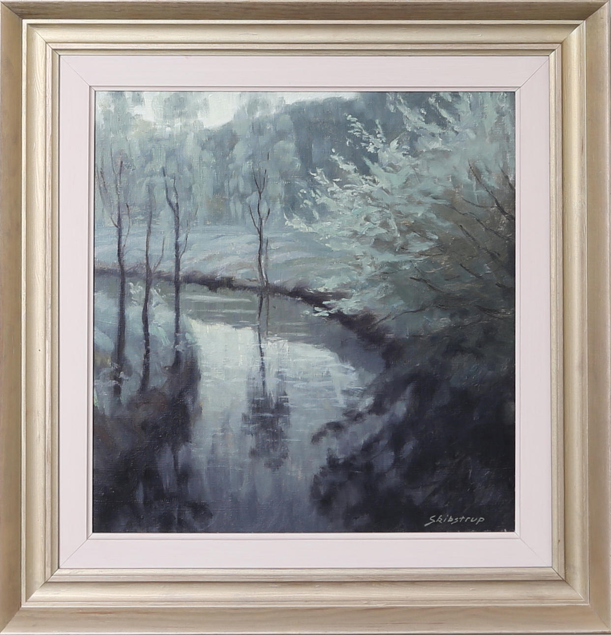 OKÄND KONSTNÄR. Tavla, olja på duk, signerad, Skibstrup, Bäcklandskap.