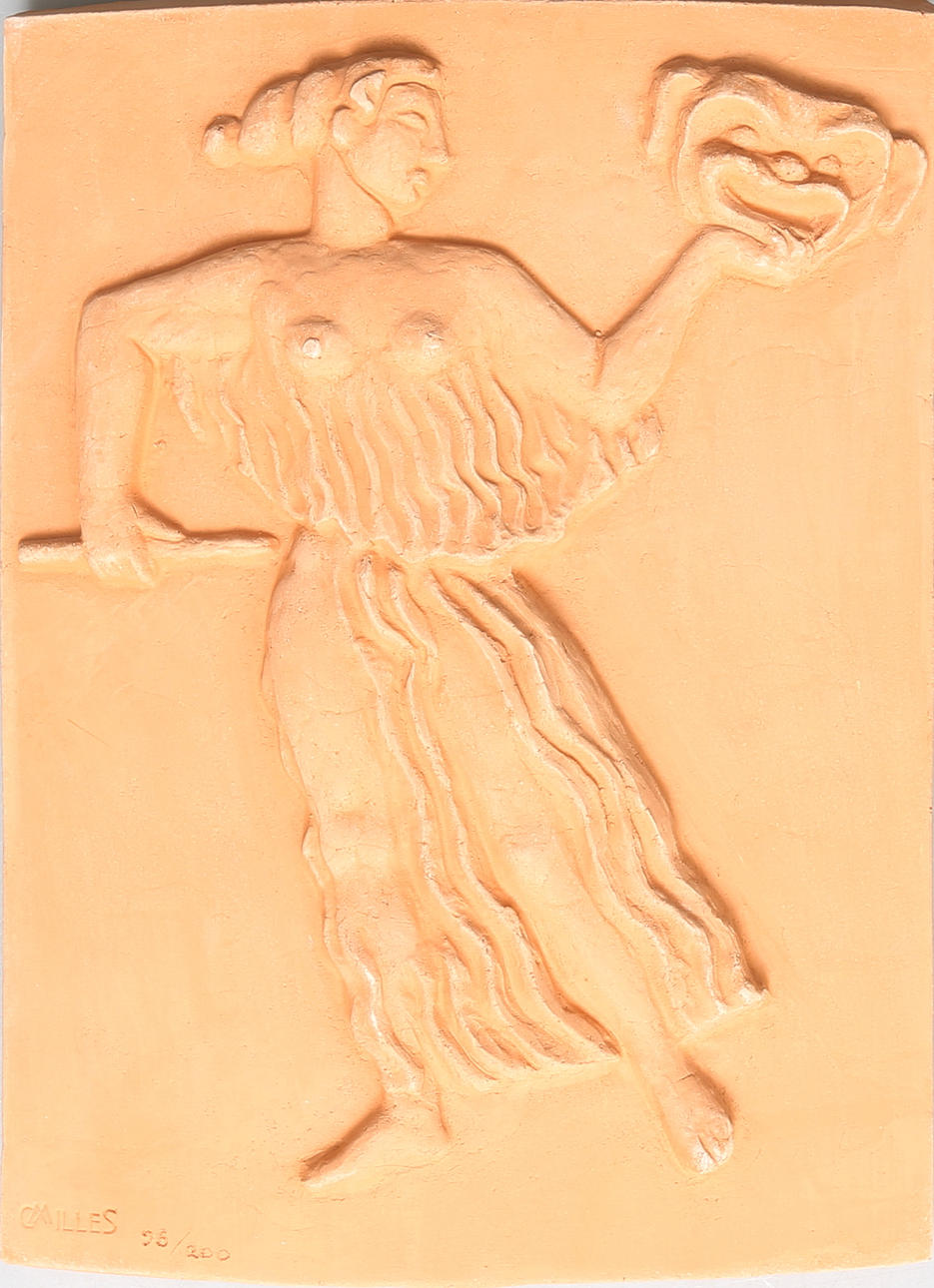 CARL MILLES. Relief, terrakotta, stämpelsignerad och numrerad, 26/200.