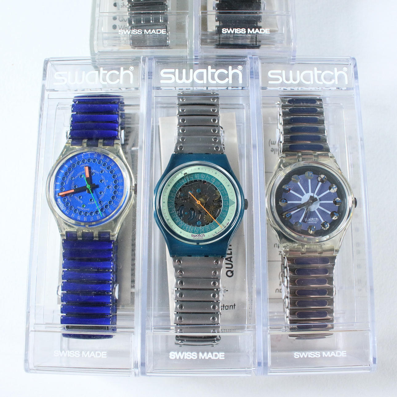 SWATCH GENT FLEX. 'Drop', 'Steel Lite', 'Blue Segment', 'Flake