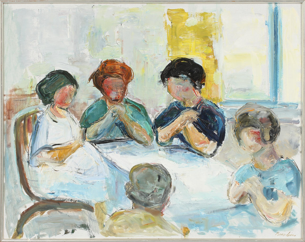 BERTIL BROLIN. Figurscen, olja på duk, signerad.